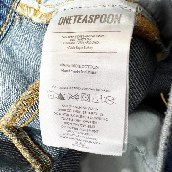 One Teaspoon distressed round edge denim blue jean cutoff  skirt Size 26 - Picture 5 of 8